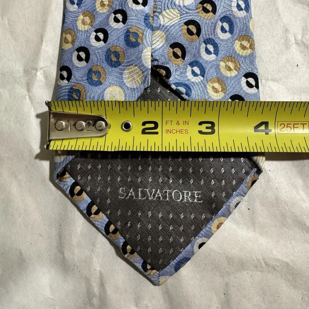 Salvatore Ferragamo Blue Geometric Mens 100% Silk Tie 60